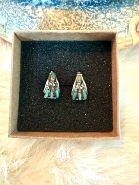 Zuni Sterling Silver Turquoise Accent Stud Earrings